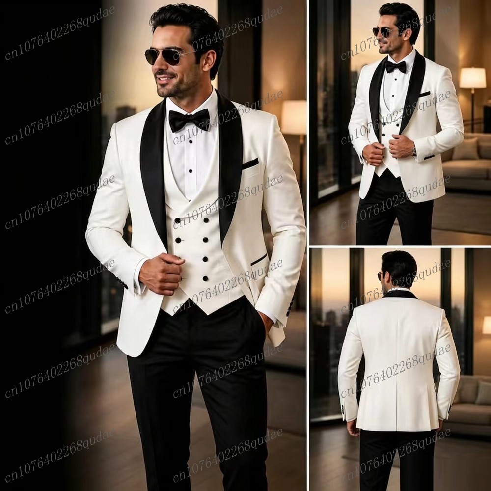 Men Formal Wear Black And White - Бело-черный мужской костюм для свадьбы, торжества,