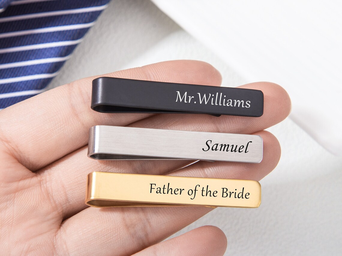 Tie Bar Clip - Персонализированный зажим для галстука с именем